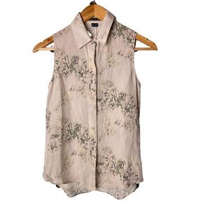 Theory 100% Silk Earhart Sleeveless Printed Tank Top Blouse